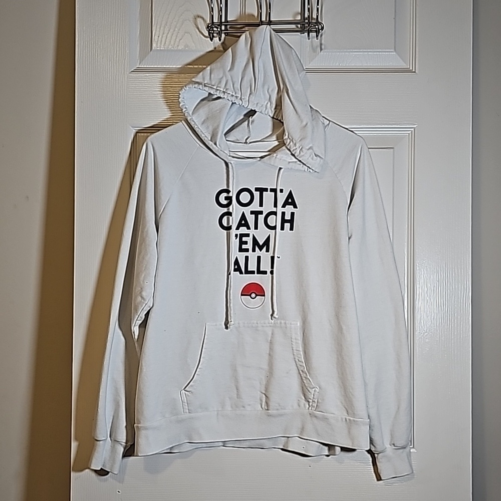 Pokemon Gotta Catch 'Em All Nintendo Hoodie Sweatshirt White Junior Size XL